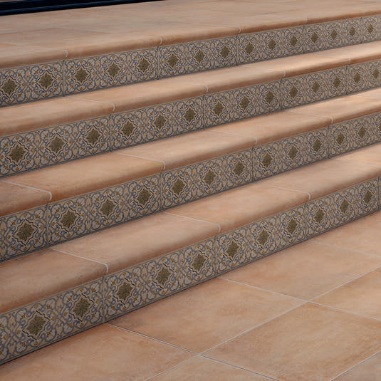 Terracotta Stair Tile with Decorative Riser Detail