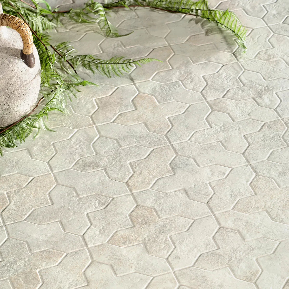Camila Stone Gray Loop Porcelain Tile | Spanish Tile for Floors, Walls