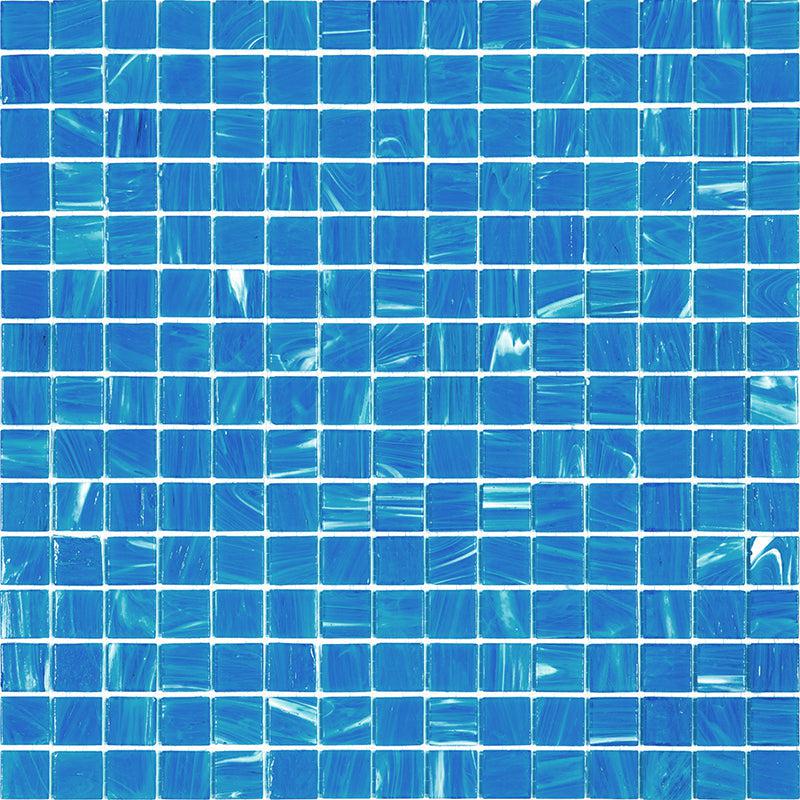 Underwater Blue & White Mixed Squares Glass Pool Tile Sample