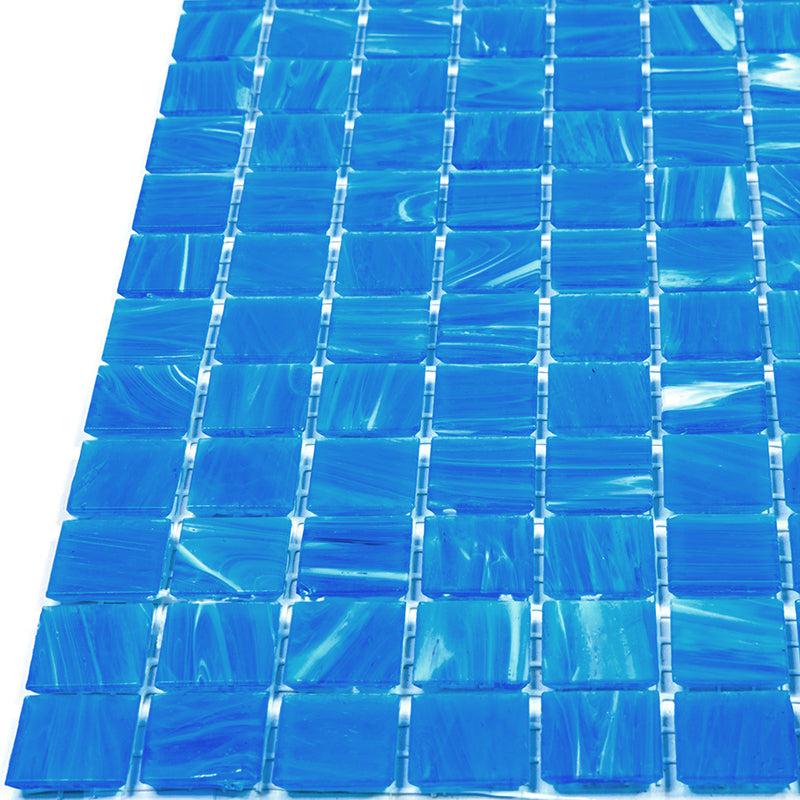 Underwater Blue & White Mixed Squares Glass Pool Tile | Tile Club