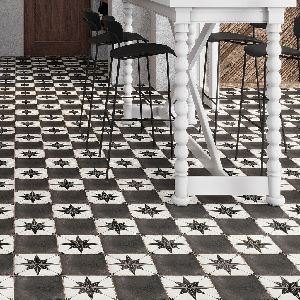 Ursa Black Square 7.87x7.87 Porcelain Tile | Tile Club