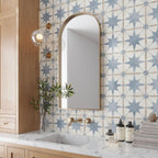 Ursa Blue Star 7.87 x 7.87 Porcelain Tile Bathroom Wall