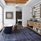 Ursa Navy Square 7.87x7.87 Porcelain Tile Spanish Style Bathroom Floor