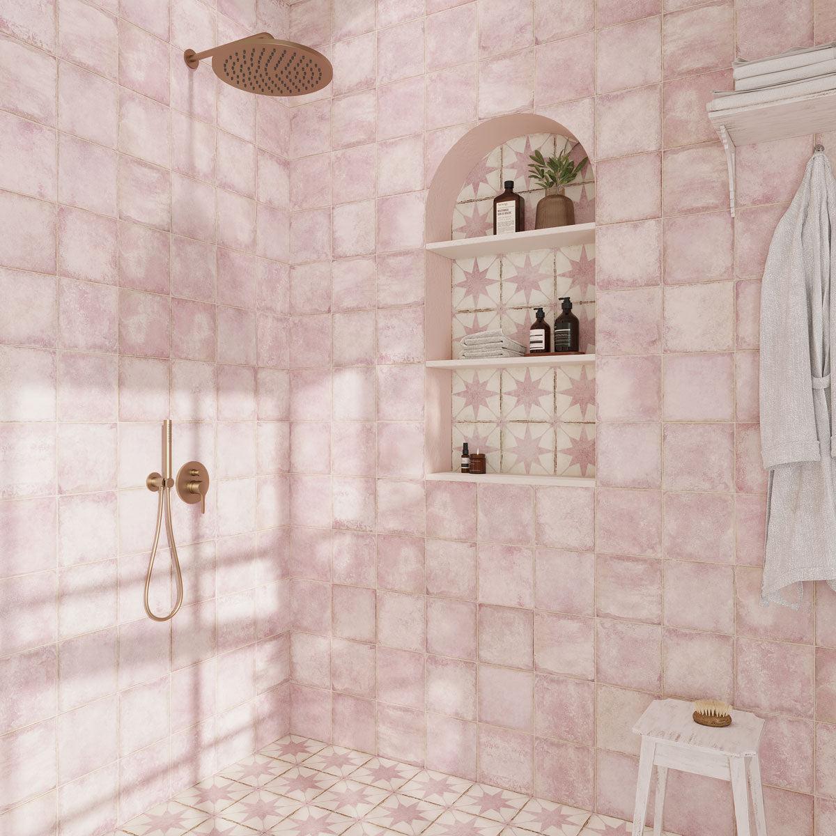 Ursa Pink Square 7.87x7.87 Porcelain Tile | Spanish Tile for