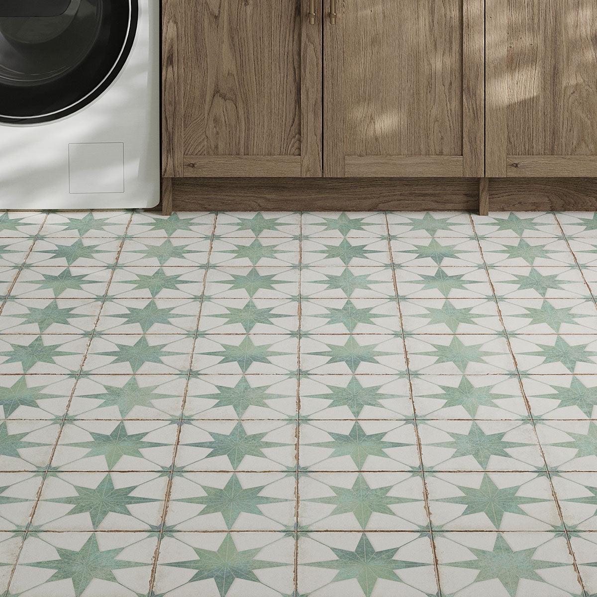 Ursa Turquoise Star 7.87 x 7.87 Porcelain Tile | Tile Club