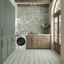 Ursa Turquoise Square 7.87x7.87 Porcelain Tile Laundry Room