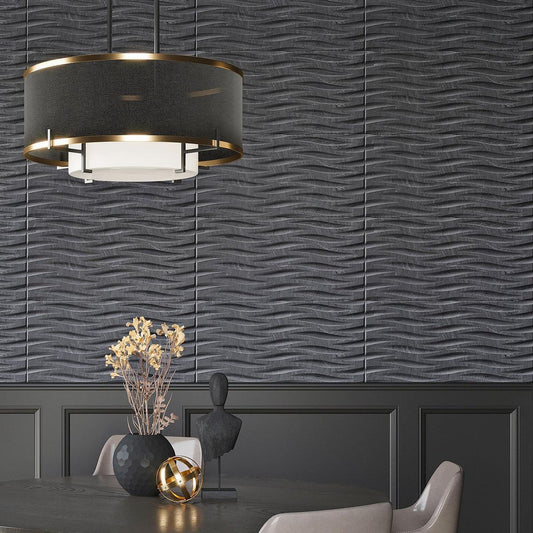 Textured black tile wall feature
