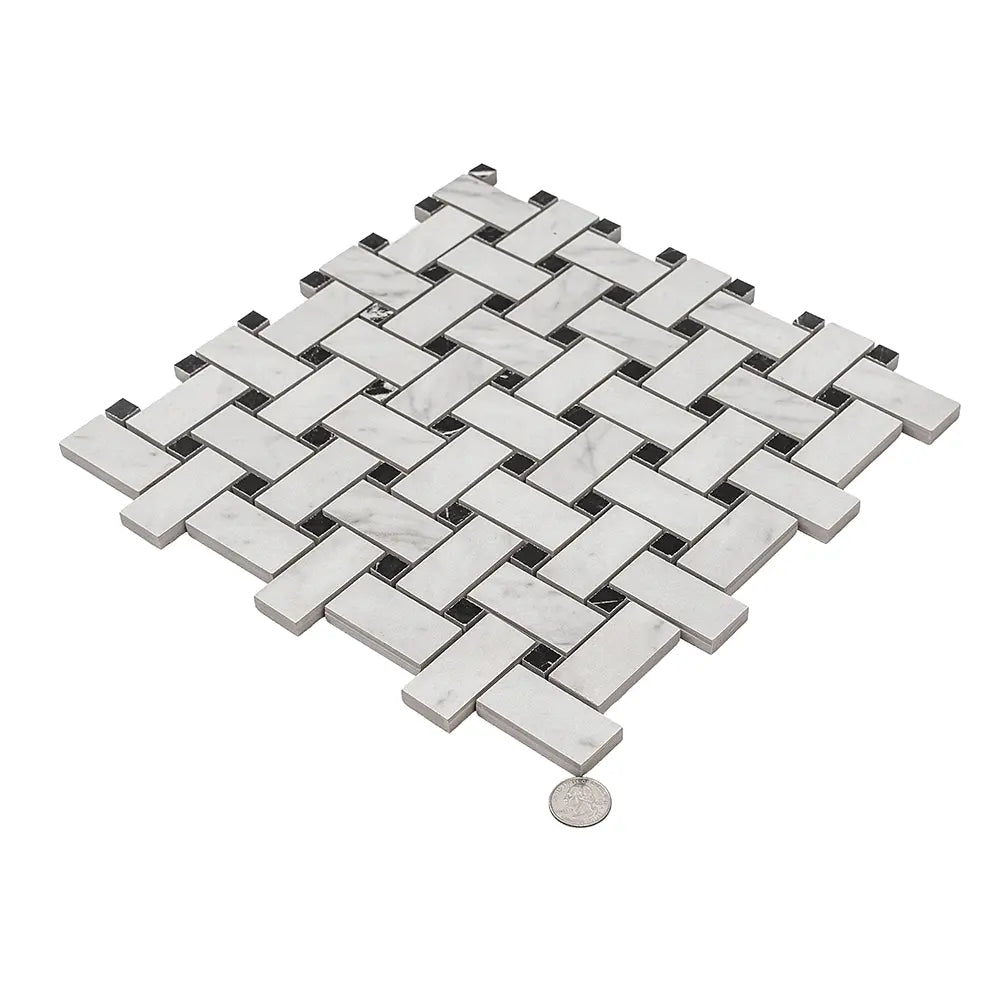 Boldara Bianco Basket Weave Porcelain Mosaic Tile | Tile Club