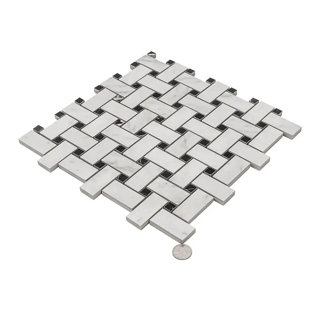 Boldara Bianco Basket Weave Porcelain Mosaic Tile | Tile Club