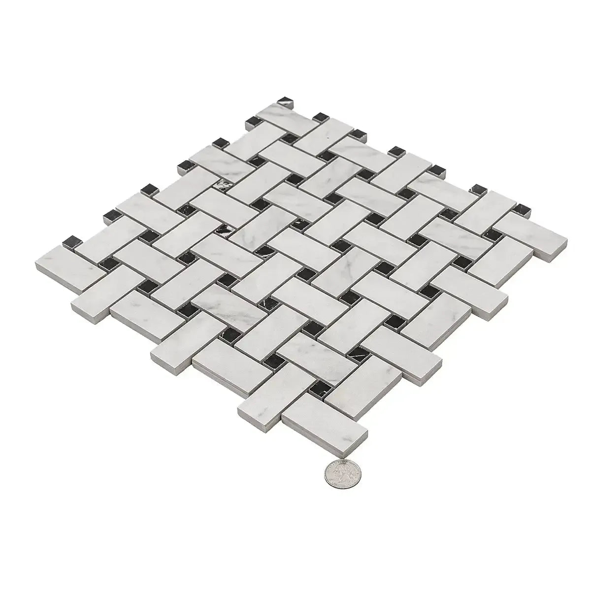 Boldara Bianco Basket Weave Porcelain Mosaic Tile | Tile Club