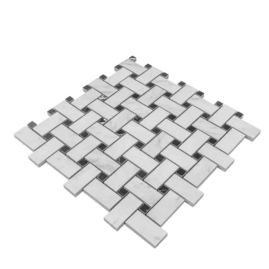 Boldara Bianco Basket Weave Porcelain Mosaic Tile | Tile Club