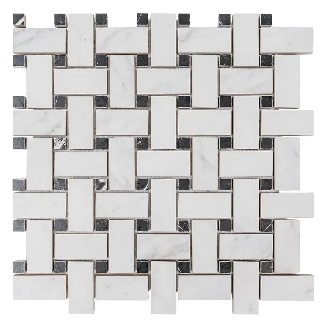 Boldara Bianco Basket Weave Porcelain Mosaic Tile | Tile Club