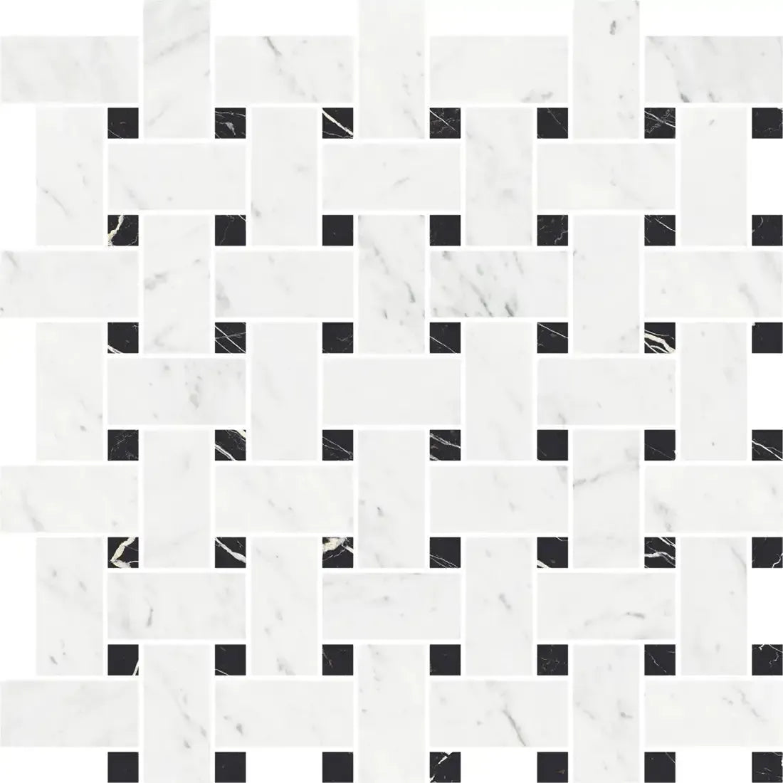 Boldara Bianco Basket Weave Porcelain Mosaic Tile Sample | Tile Club