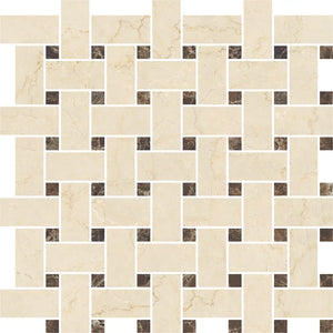 Boldara Crema Basket Weave Porcelain Mosaic Tile Sample