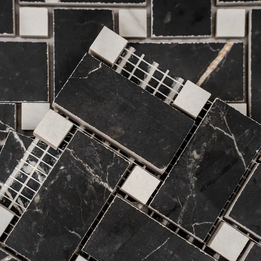 Boldara Nero Basket Weave Porcelain Mosaic Tile | Tile Club