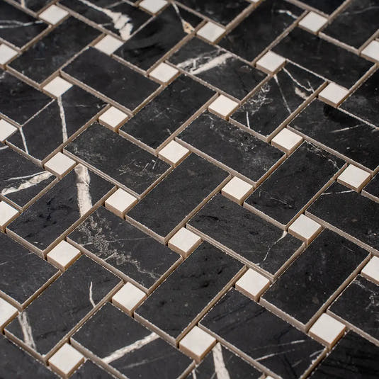 Boldara Nero Basket Weave Porcelain Mosaic Tile