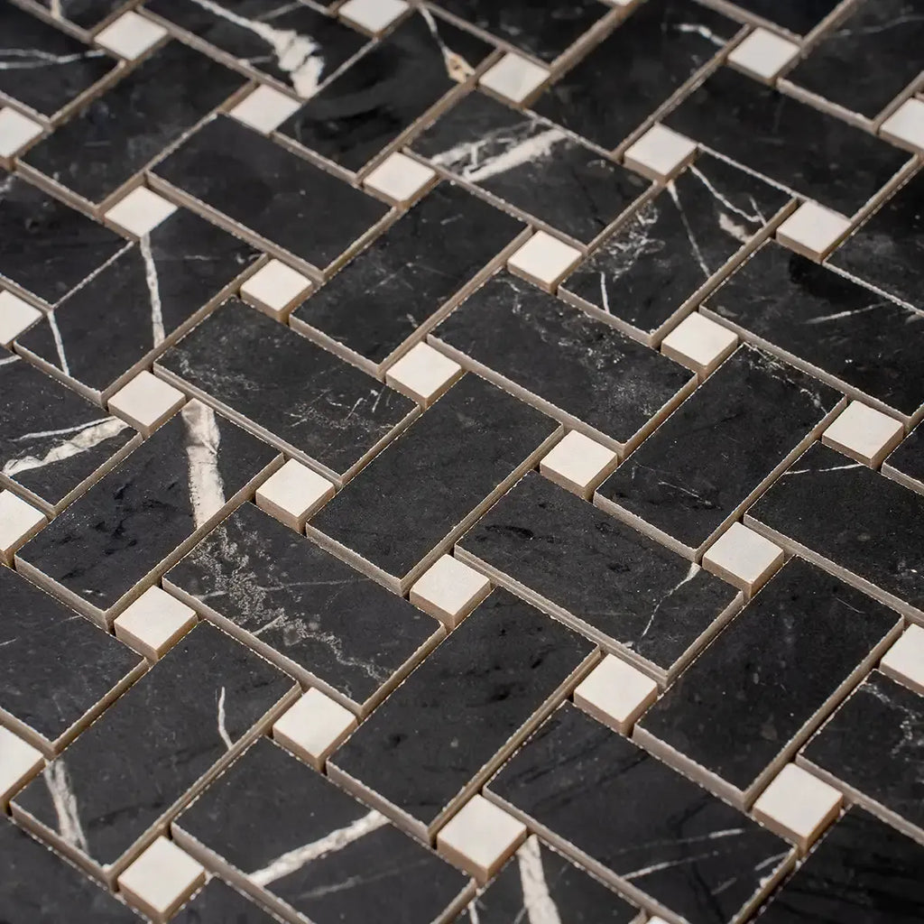Boldara Nero Basket Weave Porcelain Mosaic Tile | Tile Club