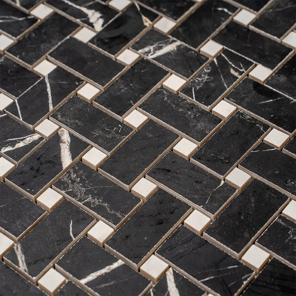Boldara Nero Basket Weave Porcelain Mosaic Tile | Tile Club