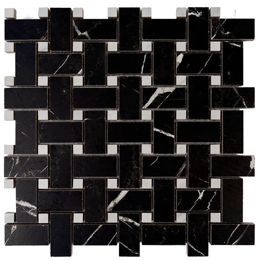 Boldara Nero Basket Weave Porcelain Mosaic Tile