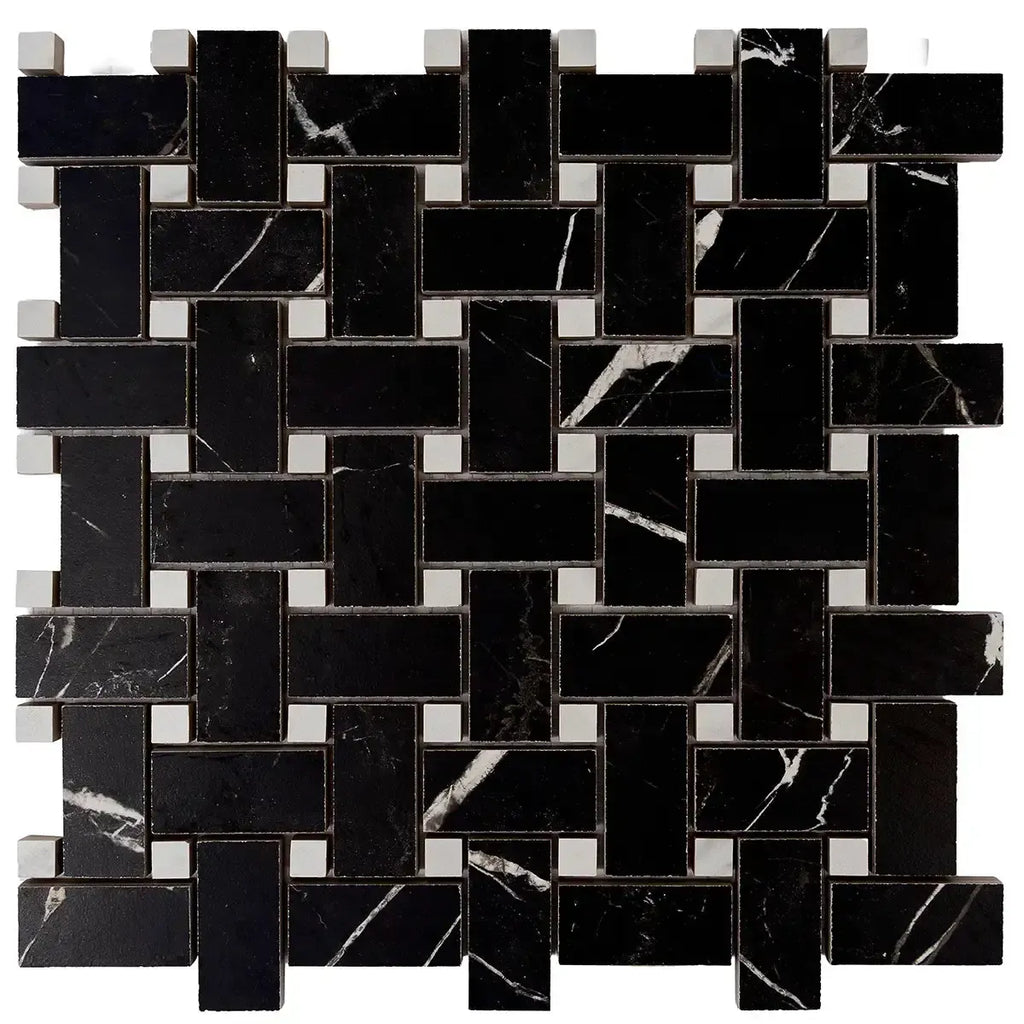 Boldara Nero Basket Weave Porcelain Mosaic Tile | Tile Club
