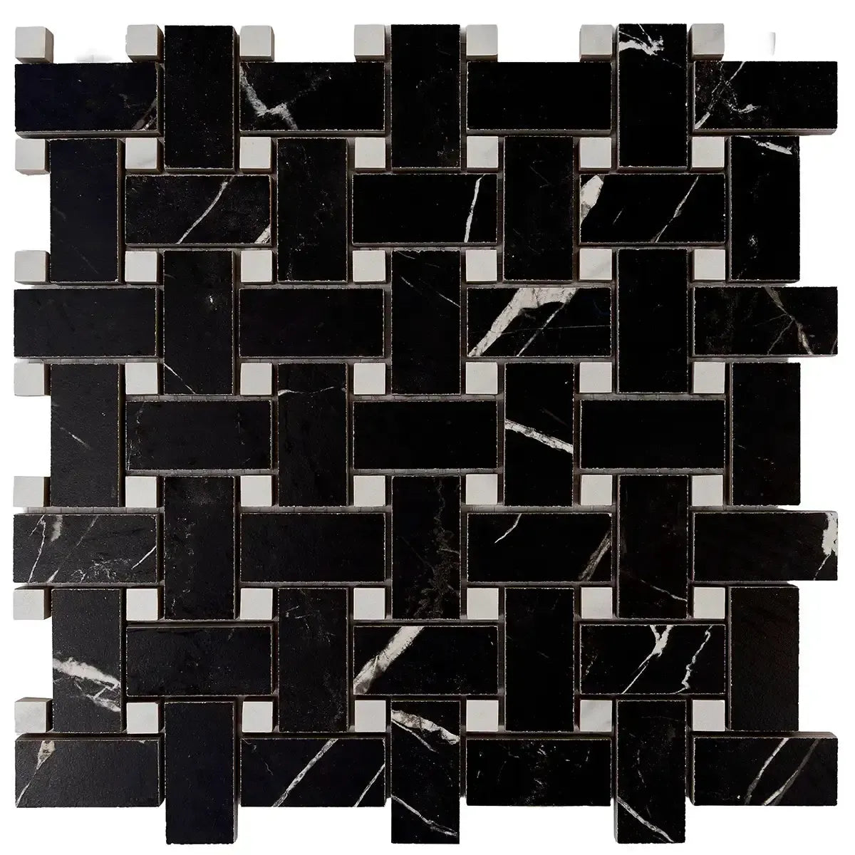 Boldara Nero Basket Weave Porcelain Mosaic Tile | Tile Club