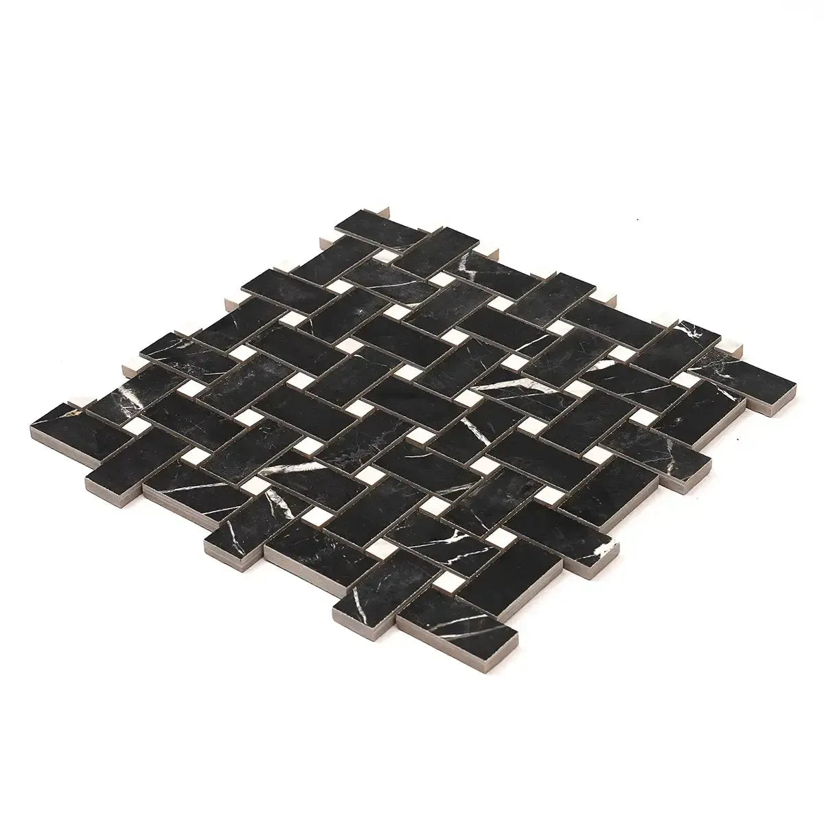 Boldara Nero Basket Weave Porcelain Mosaic Tile | Tile Club