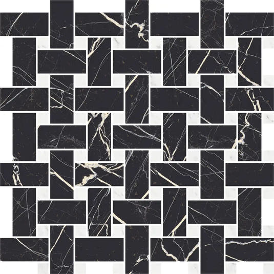 Boldara Nero Basket Weave Porcelain Mosaic Tile