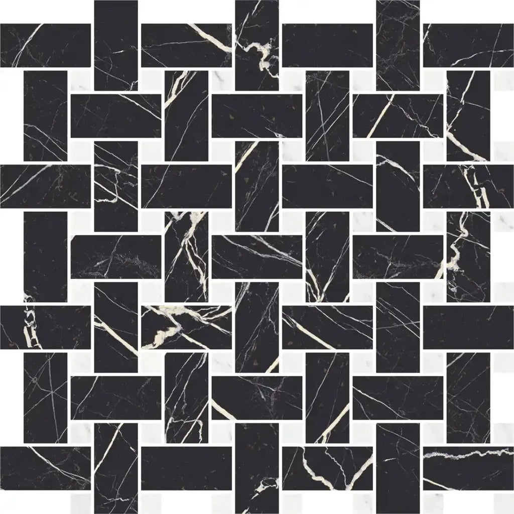Boldara Nero Basket Weave Porcelain Mosaic Tile | Tile Club