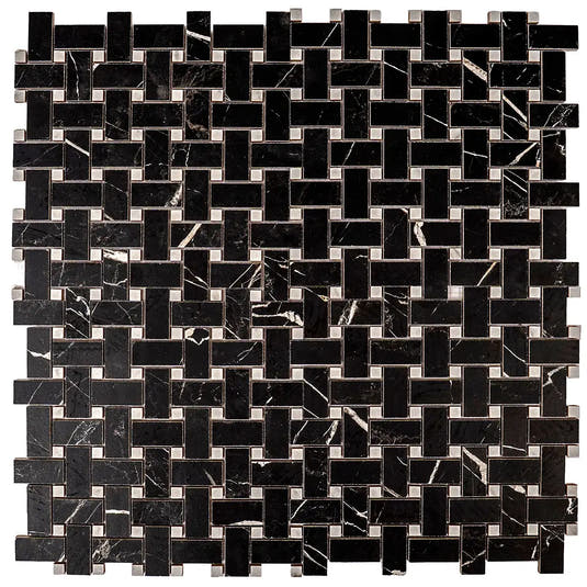 Boldara Nero Basket Weave Porcelain Mosaic Tile