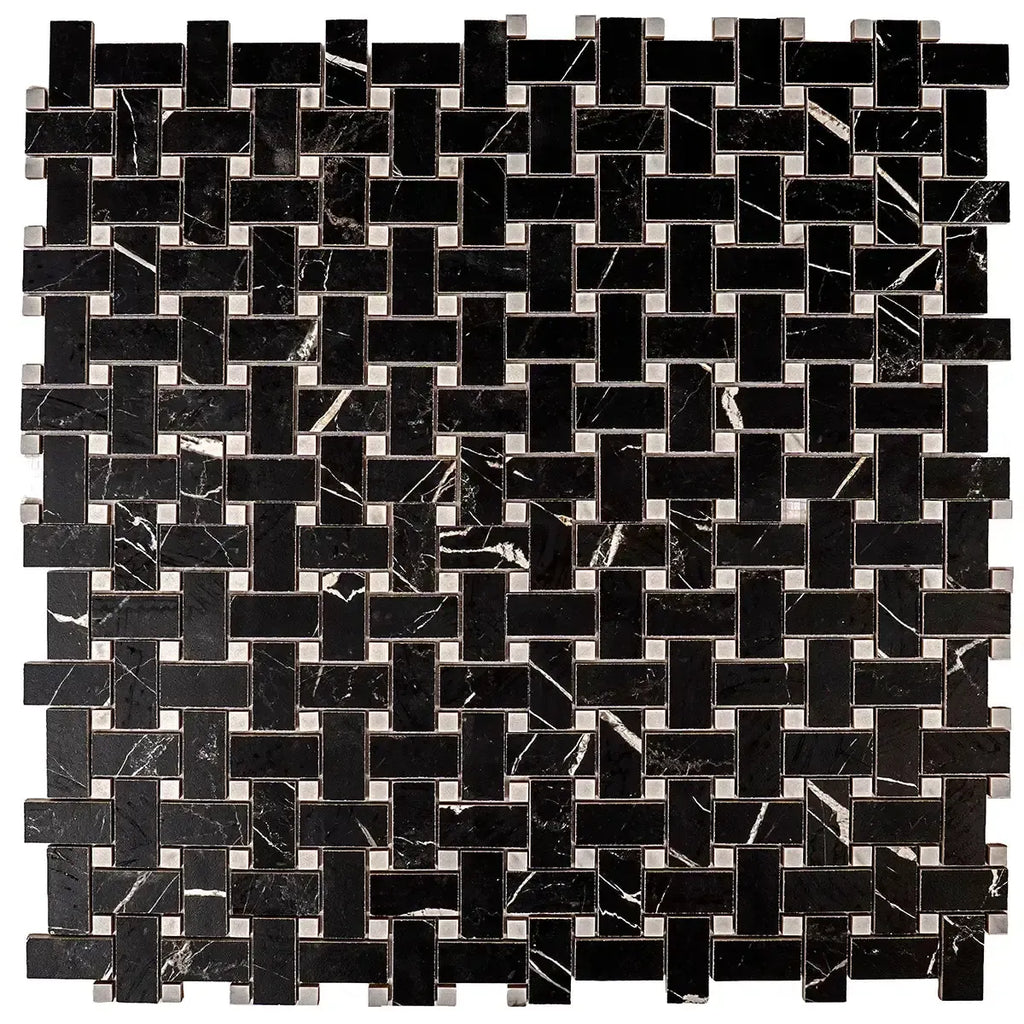 Boldara Nero Basket Weave Porcelain Mosaic Tile | Tile Club