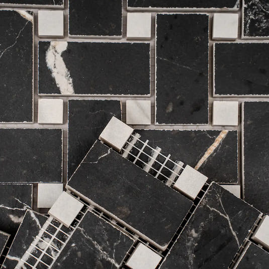 Boldara Nero Basket Weave Porcelain Mosaic Tile