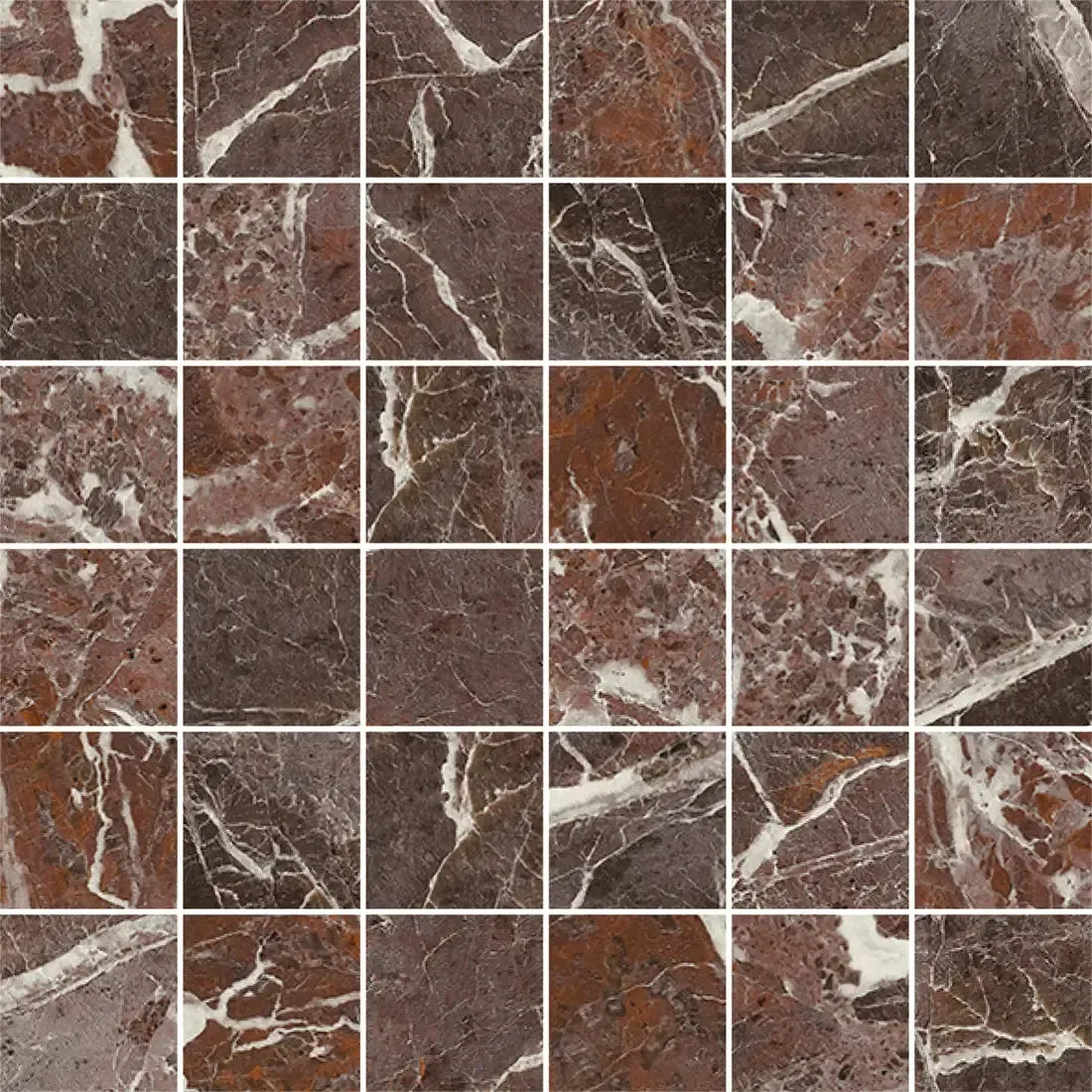 Boldara Rosso 2x2 Porcelain Mosaic Tile Sample | Tile Club