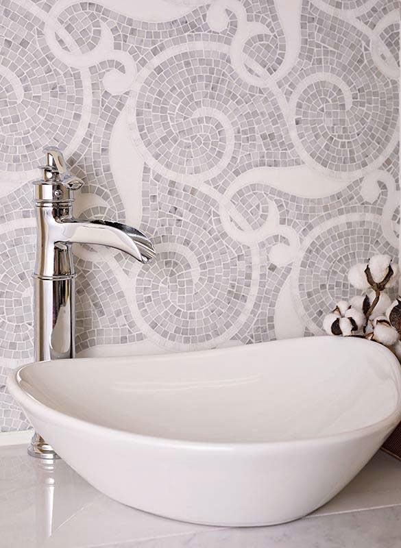 Villa Bianco Carrara & Thassos Micro Mosaic Tile