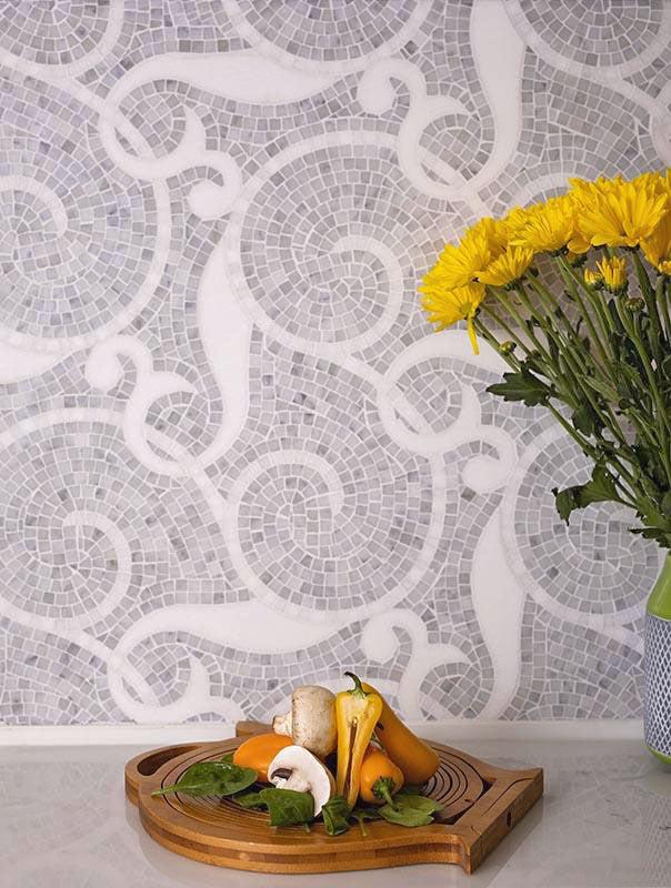 12" x 12"  Villa Bianco Carrara & Thassos Micro Mosaic Tile