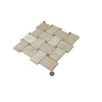 Crema Marfil Large Basket Weave With Emperador Light Dot Marble Mosaic Tile | Tile Club