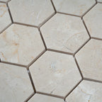 Crema Marfil 2 Inch Hexagon Honed Marble Mosaic Tile | Tile Club