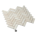 Crema Marfil Herringbone 1X3 Polished Marble Mosaic Tile | Tile Club