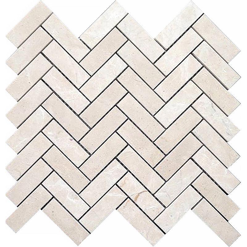 Crema Marfil Herringbone 1X3 Polished Marble Mosaic Tile Sample