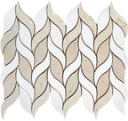 Crema Marfil and Thassos Leaves Marble Mosaic Tile | Tile Club