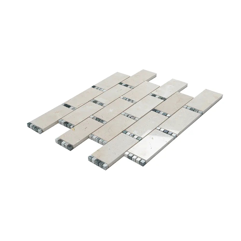 Crema Marfil Subway With Dot Marble Mosaic Tile | Tile Club