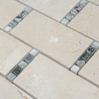 Crema Marfil Subway With Dot Marble Mosaic Tile | Tile Club