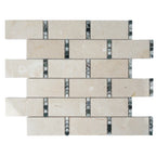 Crema Marfil Subway With Dot Marble Mosaic Tile | Tile Club