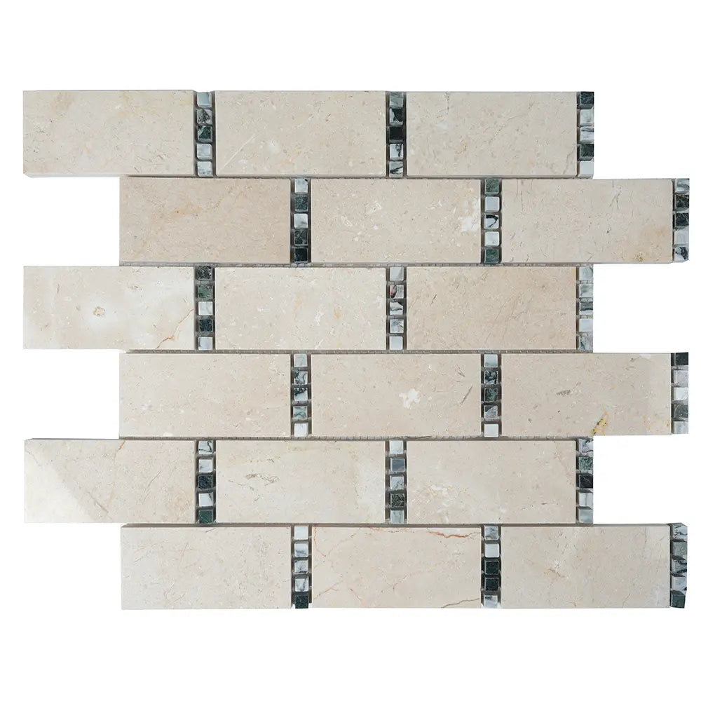 Crema Marfil Subway With Dot Marble Mosaic Tile | Tile Club
