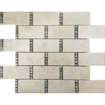 Crema Marfil Subway With Dot Marble Mosaic Tile Sample