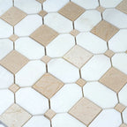 Crema Marfil Square And Thassos Octagon Marble Mosaic Tile | Tile Club