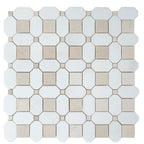Crema Marfil Square And Thassos Octagon Marble Mosaic Tile | Tile Club