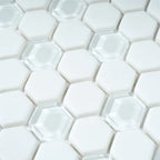 White Recycled Glass Hexagon Mosaic Tile | Tile Club
