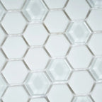 White Recycled Glass Hexagon Mosaic Tile | Tile Club