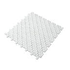 White Recycled Glass Basket Weave Mosaic Tile | Tile Club