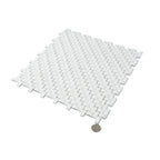 White Recycled Glass Basket Weave Mosaic Tile | Tile Club